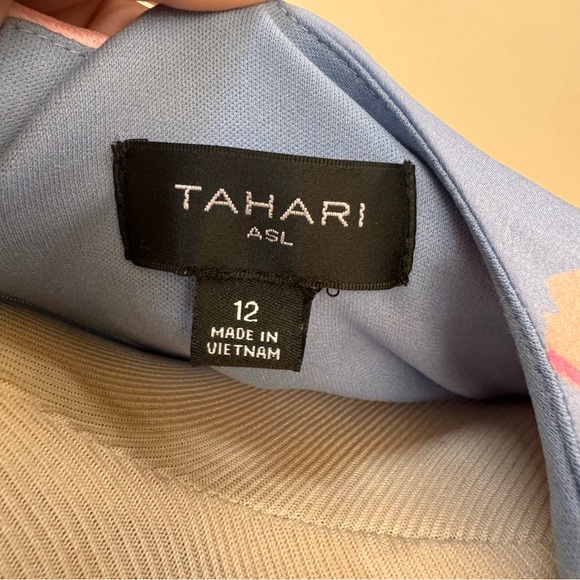 Tahari ASL Pink and Blue Floral Long Sleeve Dress - Picture 8 of 10